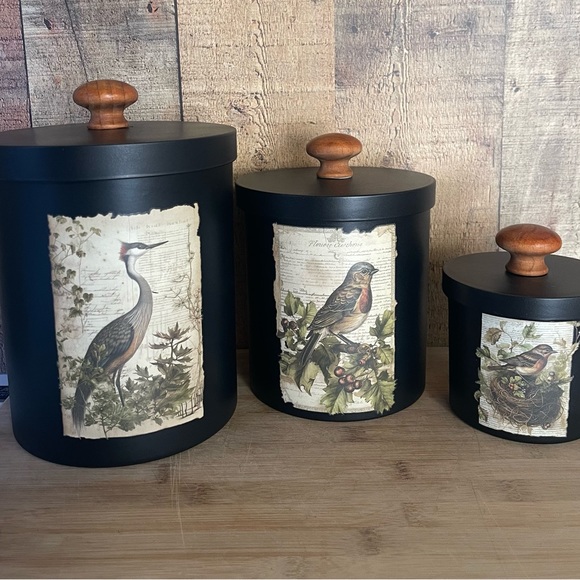 Upcycled Bird canister set - Picture 4 of 14